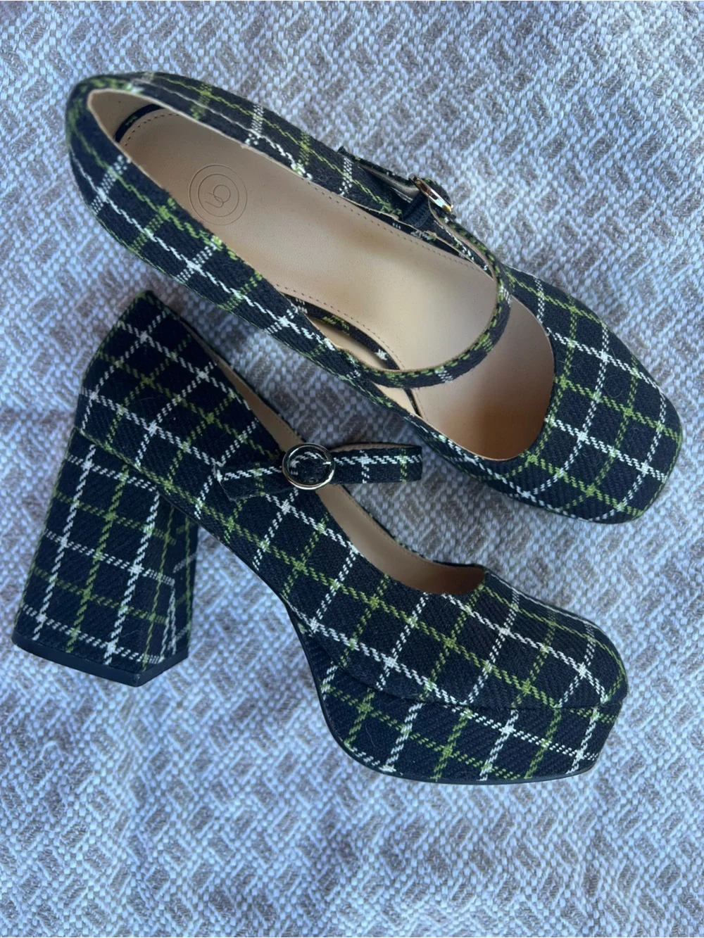 UO Sadie Plaid Mary Jane Platform Heel